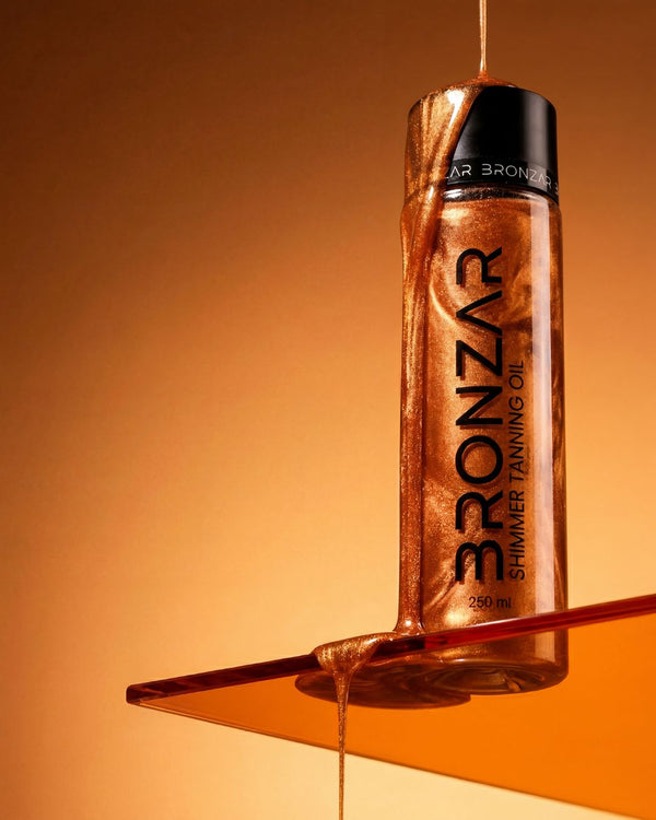 Bronzar Tanning Oil with Shimmer 250ml | Natural Bronzing & Glow Body Oil | Complimentary Holographic Gift Bag