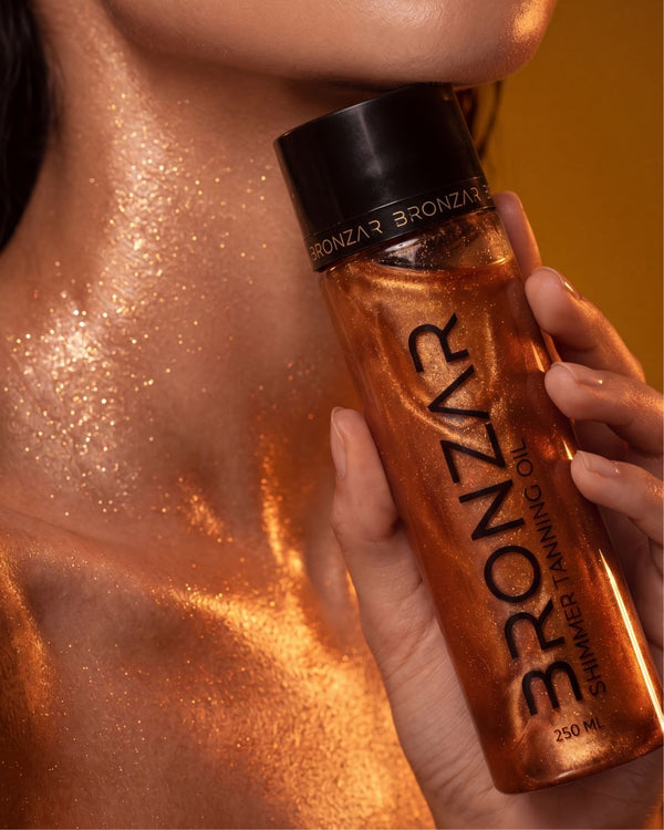Bronzar Tanning Oil with Shimmer 250ml | Natural Bronzing & Glow Body Oil | Complimentary Holographic Gift Bag
