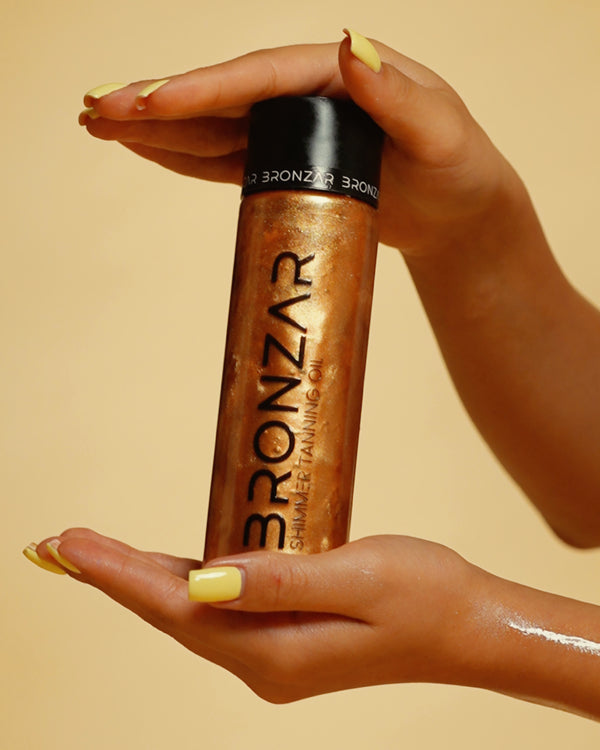 Bronzar Tanning Oil with Shimmer 250ml | Natural Bronzing & Glow Body Oil | Complimentary Holographic Gift Bag